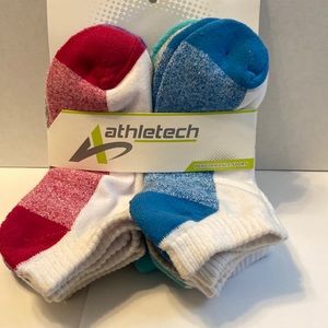 Athletech No Show Performance Sport Socks 6 Pairs Shoe Size 4-10 Pink